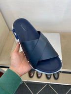HM Men's Infra Slide Navy Blue Calfskin 602611