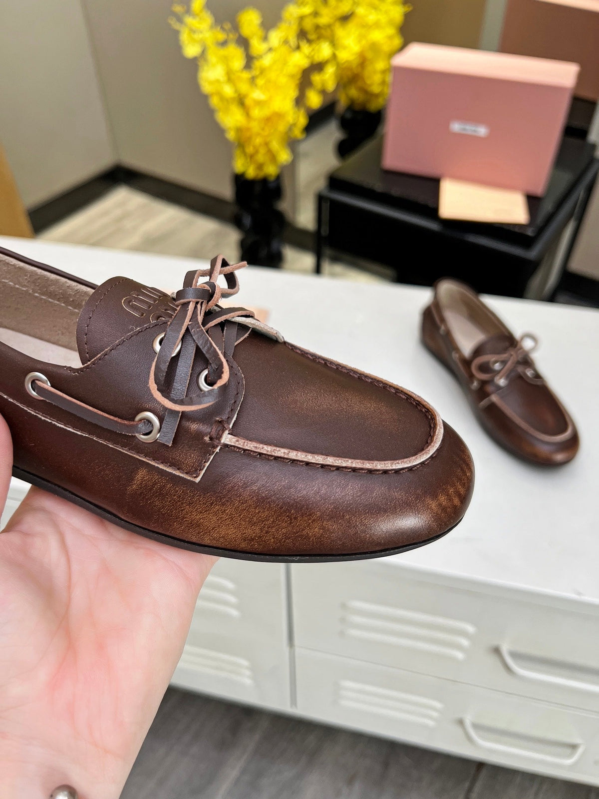 miu loafer sienna calfskin