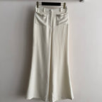CC 26s Flared Trousers Ivory Wool Viscose 338889