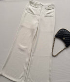 CC 26s Flared Trousers Ivory Wool Viscose 338889