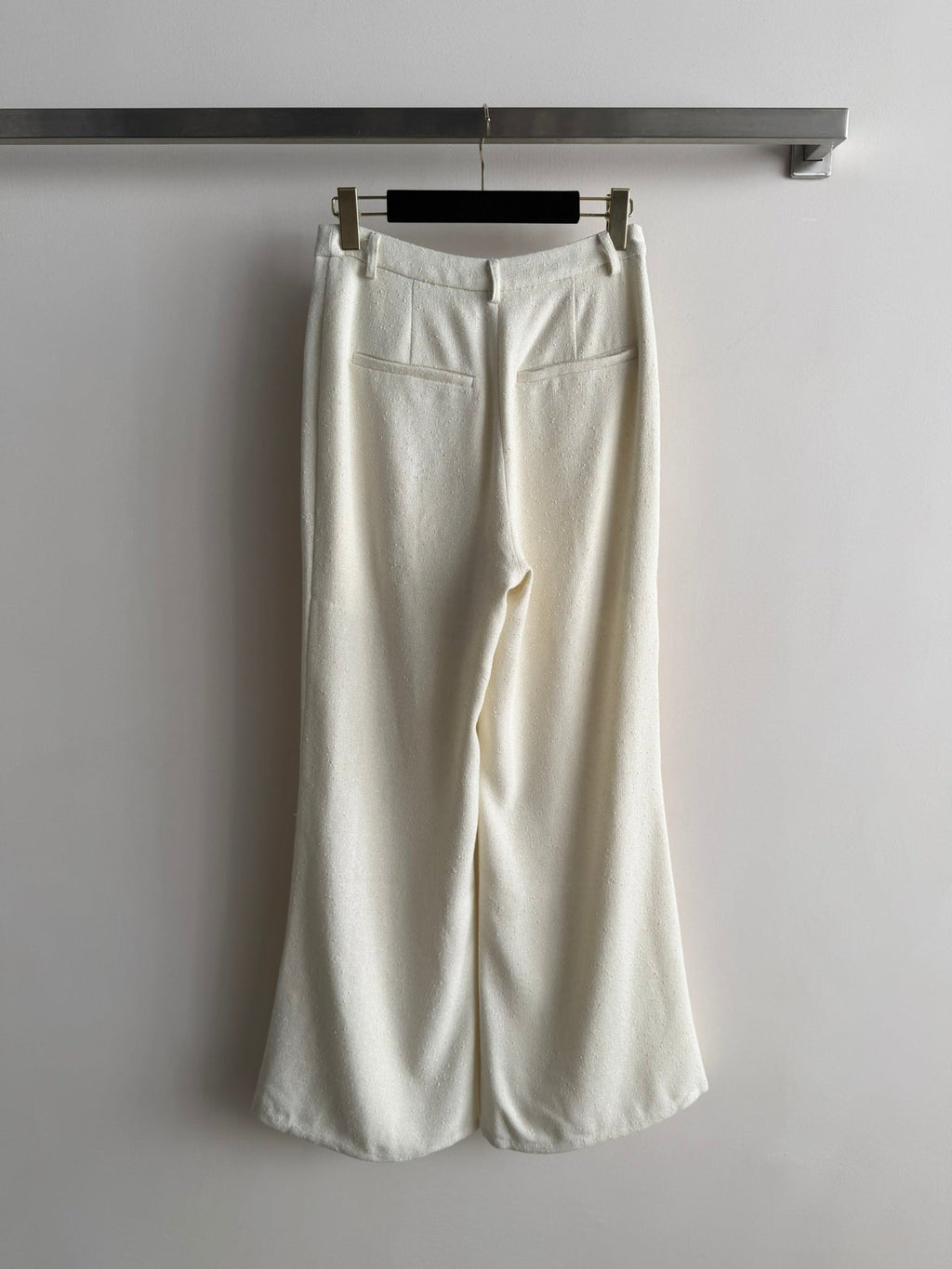 CC 26s Flared Trousers Ivory Wool Viscose 338889