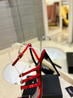 SL JERRY HEELED SANDALS RED POLISHED CALFSKIN