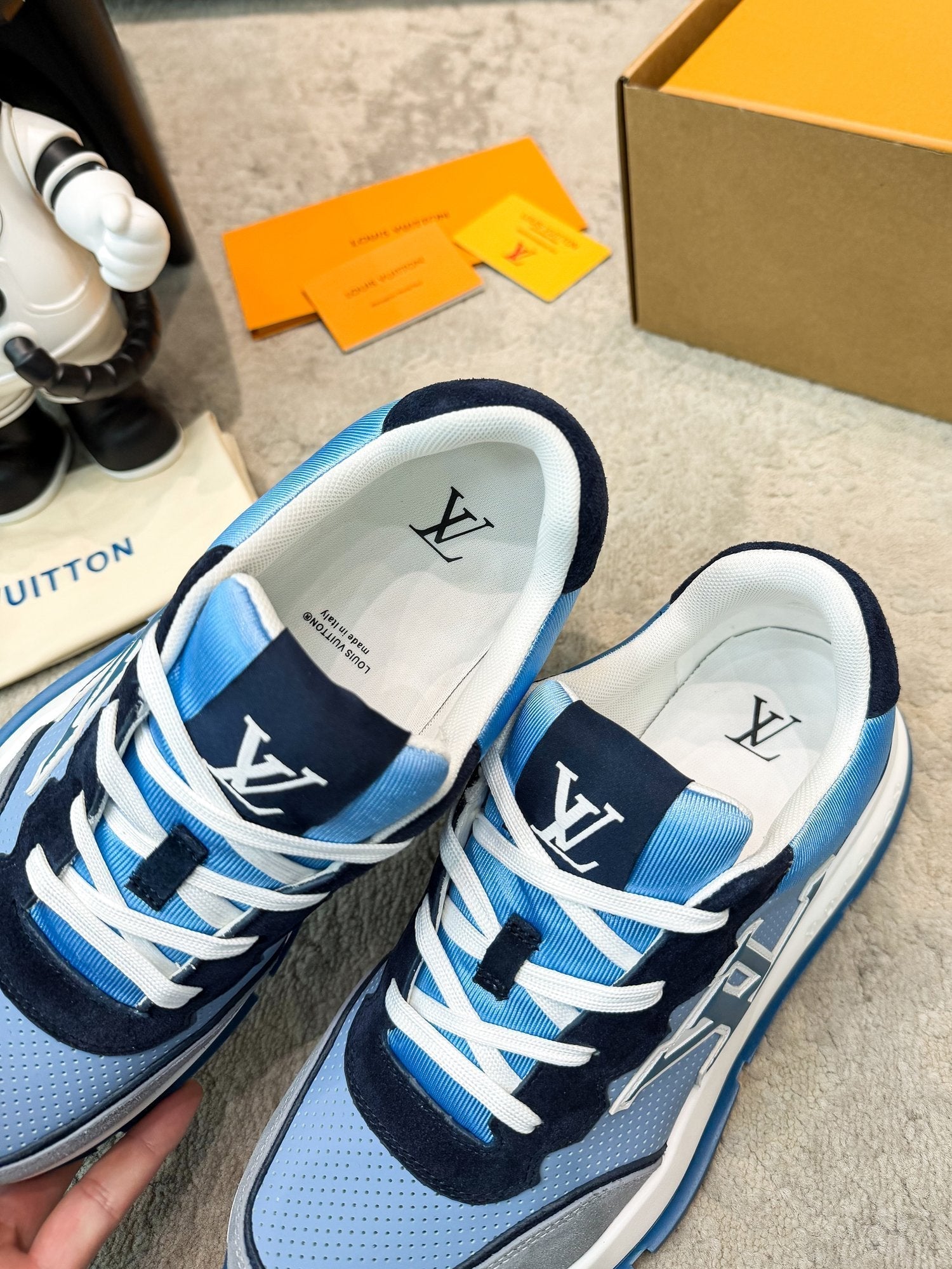 LV Classic Sneaker Grey Blue Black Suede Mesh 625421