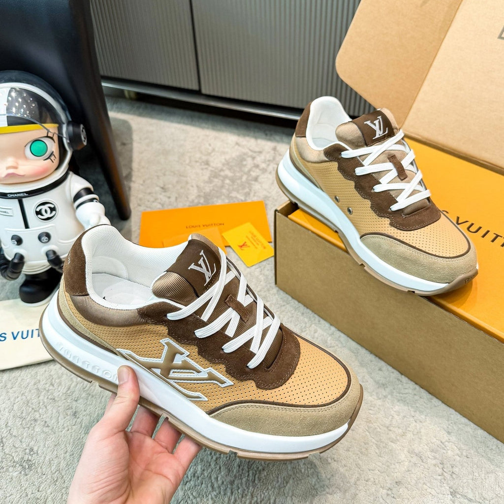 LV Classic Sneaker Beige Light Taupe Suede Mesh 625424