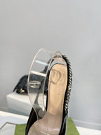GG SIGNORIA 45 SLINGBACK PUMP GLOSSY BLACK LAMBSKIN