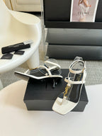 SL CASSANDRA MID-HEEL SANDAL WHITE CALFSKIN