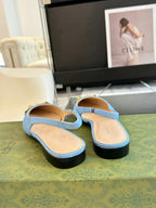 GG HORSEBIT SLINGBACK BALLET FLAT SKY CANVAS