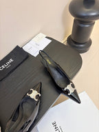 CELINE Alma Triomphe Slingback Black Patent Calfskin 235705