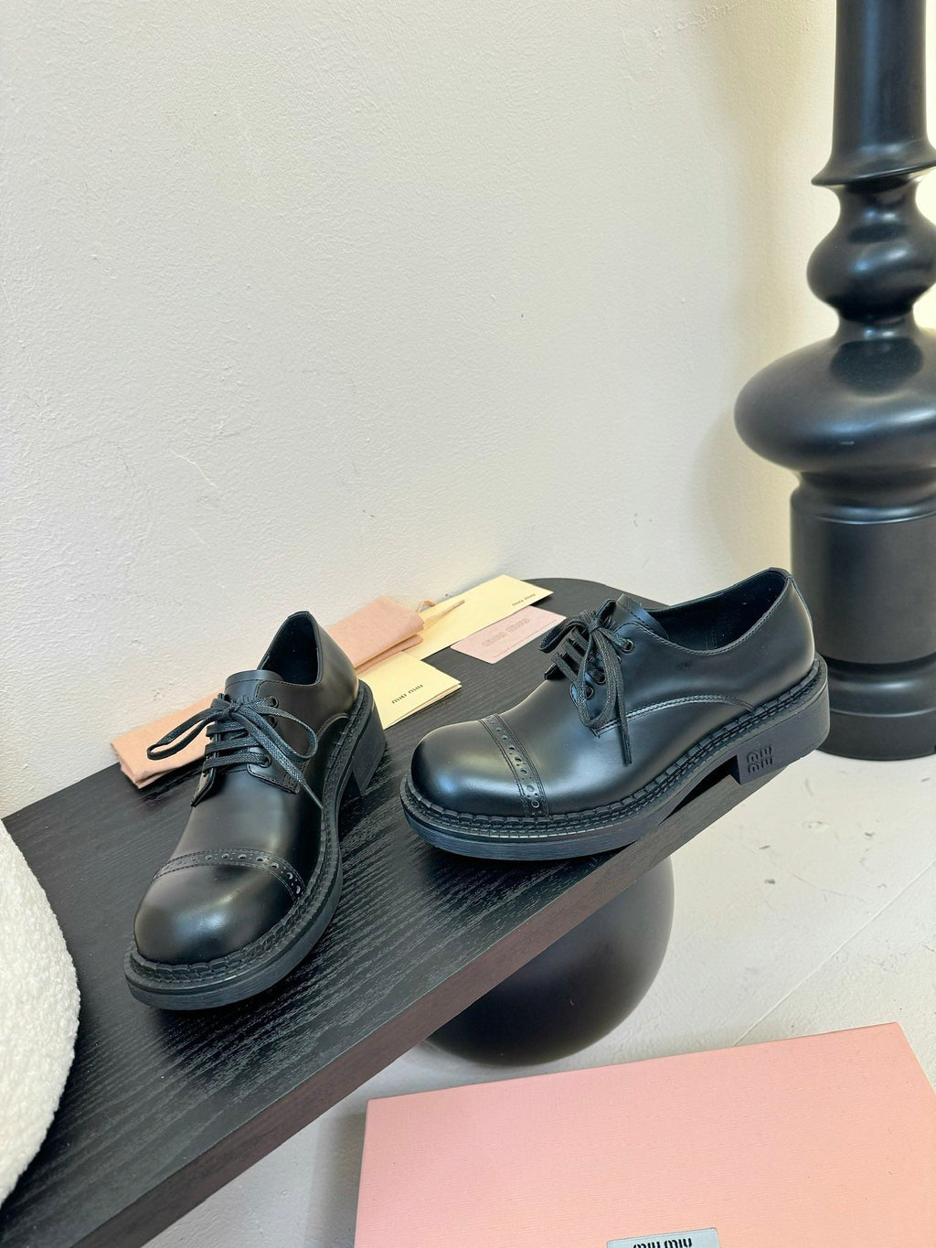 Miu 25C Chunky Oxfords Black Calfskin 235812