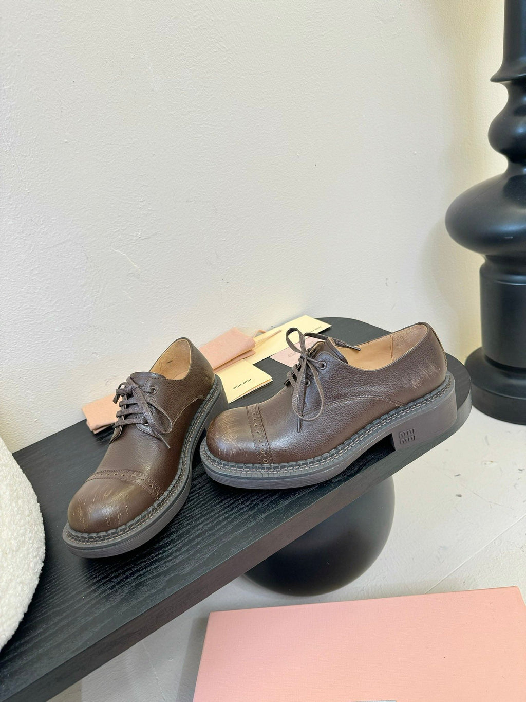 Miu 25C Chunky Oxfords Brown Calfskin 235813