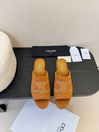 CELINE 25C Elena Mule Copper Brown Suede 235723