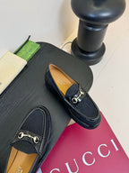 GC 2025 Horsebit Wedge Loafer Navy Blue Canvas Cowhide 296841