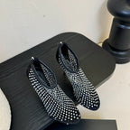 DC Pumps Black White Rhinestone Mesh & Sheepskin 297011