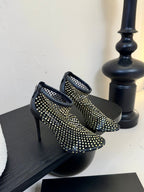 DC Pumps Black Gold Rhinestone Mesh & Sheepskin 297013
