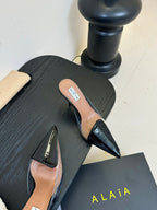 Alaia 25 Coeur Abstrait Mules Black Lambskin 297035