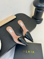 Alaia 25 Coeur Abstrait Mules Black Lambskin 297035