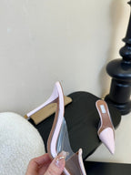 Alaia 25 Coeur Abstrait Mules Pink Lambskin 297036