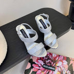 DC Satin Sandals Sliver Sheepskin & Fusible Rhinestones 313666
