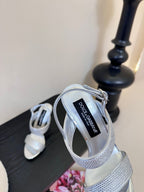 DC Satin Sandals Sliver Sheepskin & Fusible Rhinestones 313666