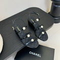 CC 25SS 3 Flowers Heel Sandals 60mm Black Sheepskin 351431