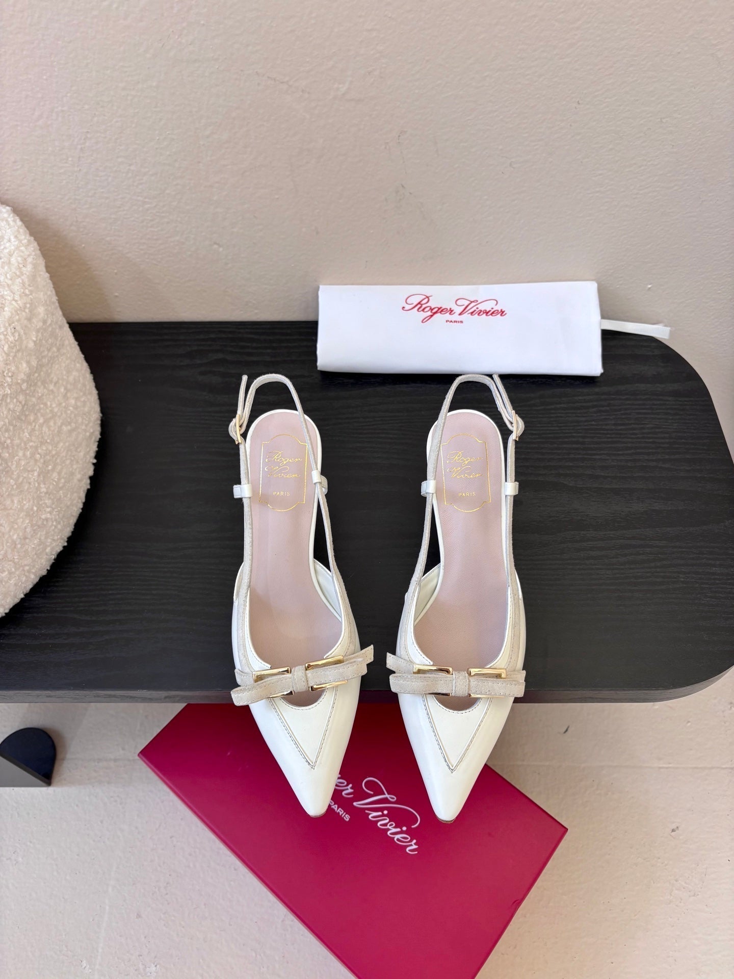 Virgule Slingback Pumps 7.5cm White Cowhide 606402
