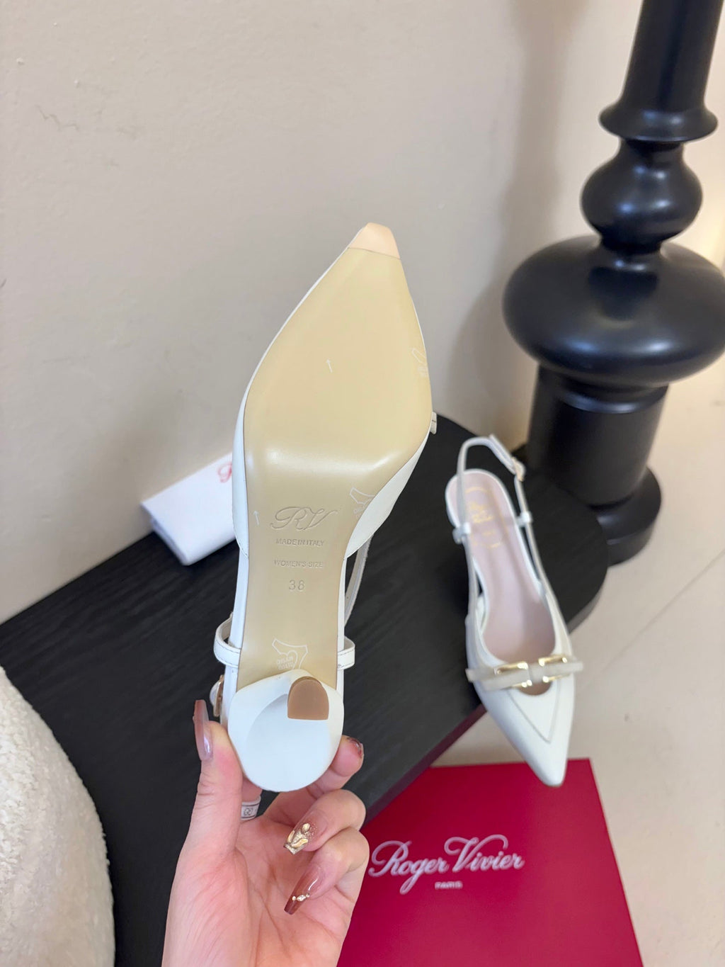 Virgule Slingback Pumps 7.5cm White Cowhide 606402