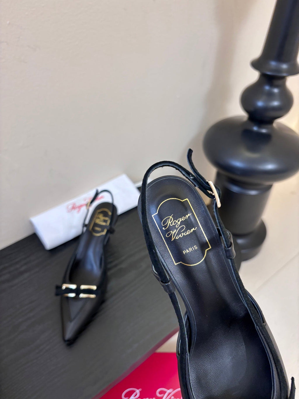Virgule Slingback Pumps 7.5cm Black Cowhide 606404