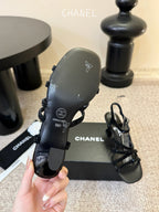 CC 26s Strappy Sandals 6cm Black Sheepskin 736749