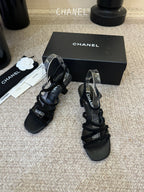 CC 26s Strappy Sandals 6cm Black Sheepskin 736749