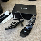 CC 26s Strappy Sandals 6cm Black Sheepskin 736749