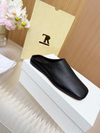 The Row Piper Slide Black Leather 707515