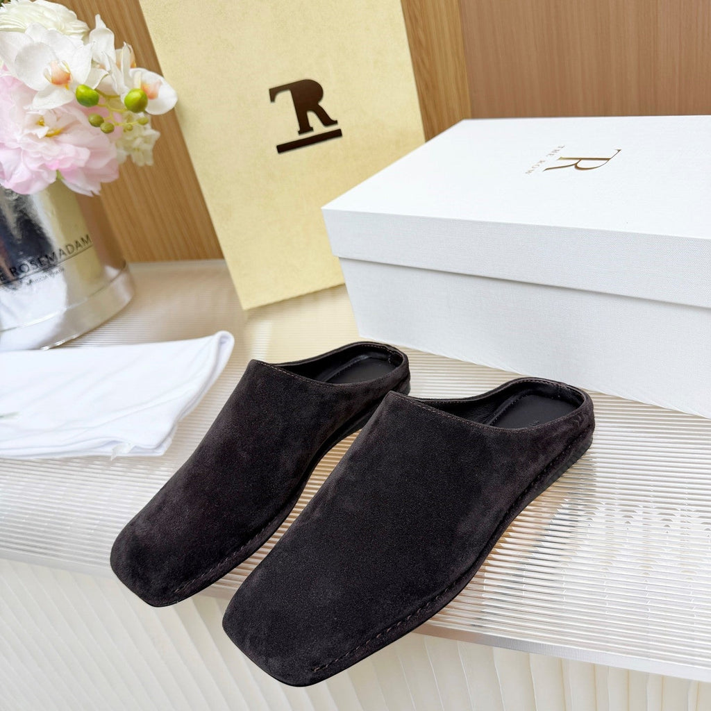The Row Piper Slide Coffee Suede 707517