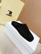 The Row Piper Slide Coffee Suede 707517