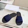The Row Malick Fur Slide Dark Blue 707546