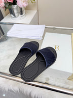 The Row Malick Fur Slide Dark Blue 707546
