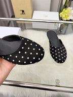 The Row Sleeper Two Slippers Black White Suede 707568