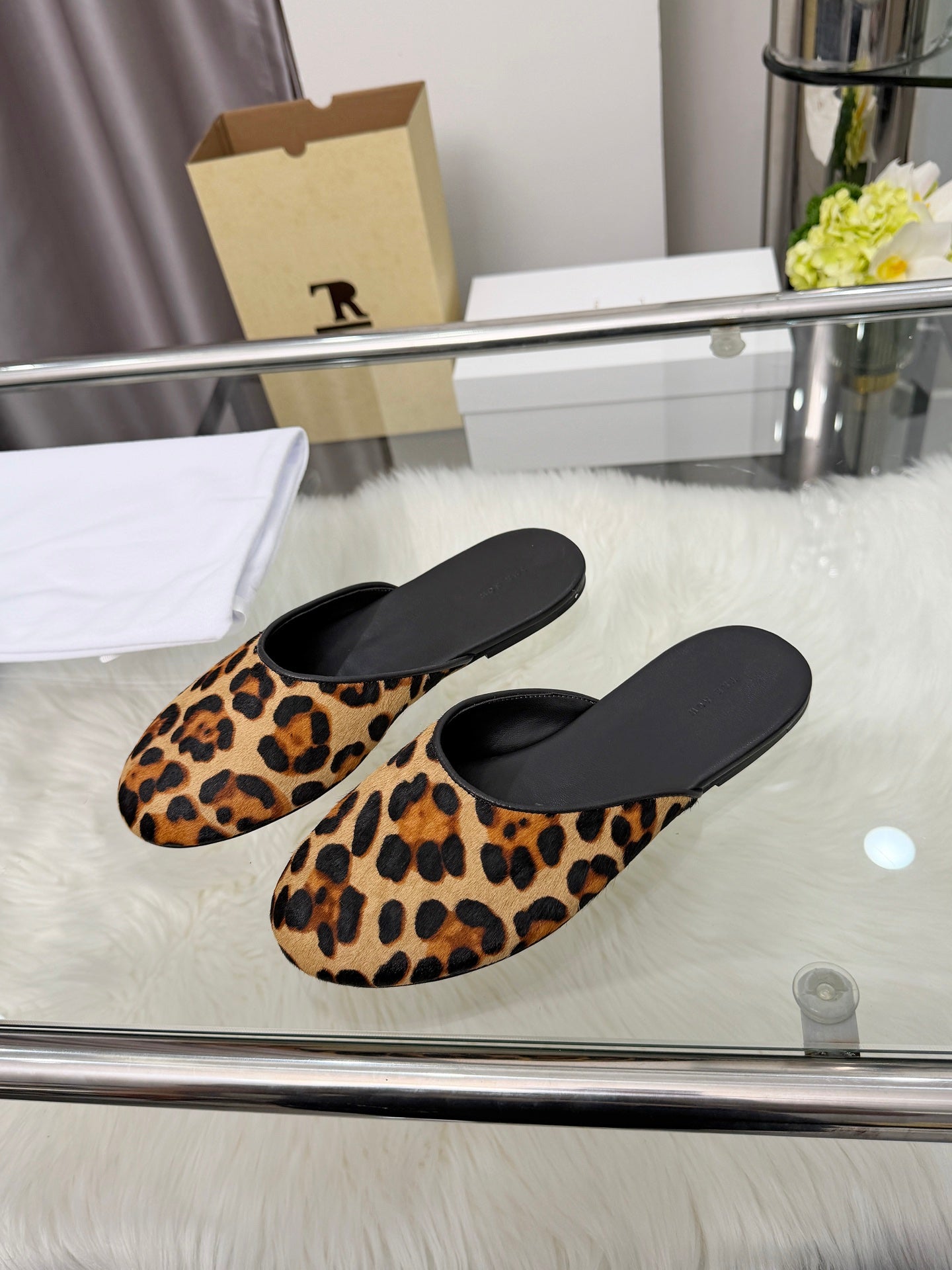 The Row Sleeper Two Slippers Leopard Suede 707569