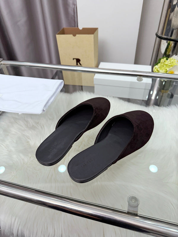 The Row Sleeper Two Slippers Coffee Suede 707570