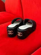 CC WEDGE HEELS BLACK LAMBSKIN