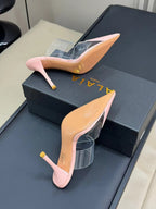 alaia mule 90 optic pink heart lambskin