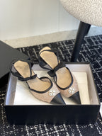 slingbacks 45 beige black tweed lambskin