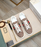 GG Men's ACE Sneaker Brown Embossed Suede 516599