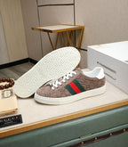 GG Men's ACE Sneaker Brown Embossed Suede 516599