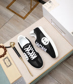 GG Men's G75 Sneaker Black White Mesh Suede 477879