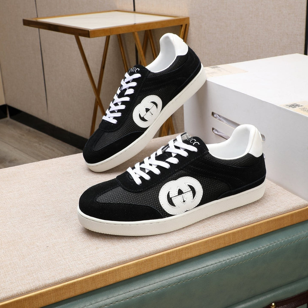 GG Men's G75 Sneaker Black White Mesh Suede 477879