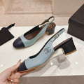 CC 24P SLINGBACKS 45MM TURQUOISE BLACK LAMBSKIN