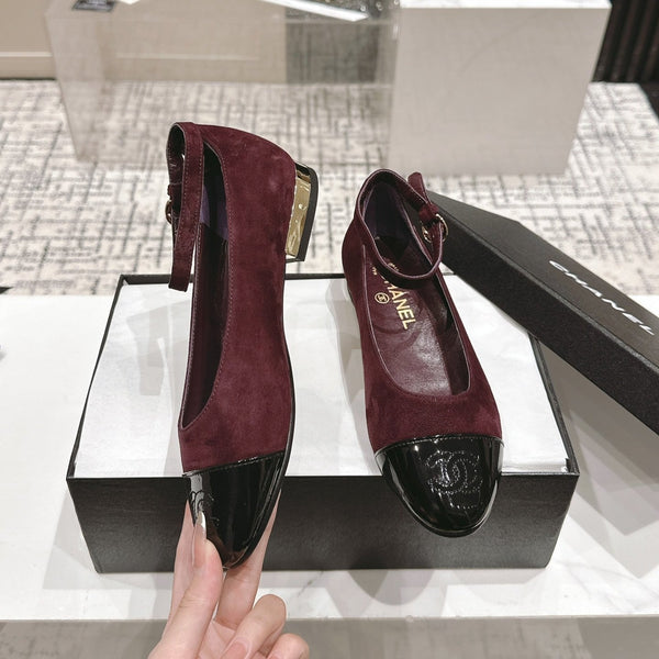CC Mary Jane Burgundy Suede And Cowhide