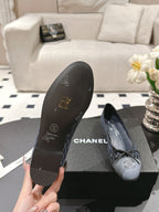 cc 25c ballet flat cross line pattern dark blue denim 237480