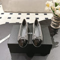 cc 25c ballet flat cross line pattern grey lambskin 237481