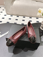 cc 25c ballet flat cross line pattern burgundy lambskin 237483